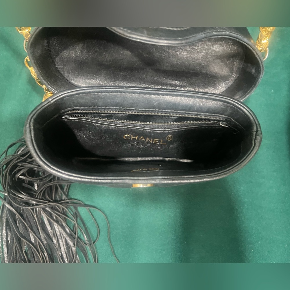 Chanel Black Crossbody Bag with Quilted Leather/Tassel, Chain Strap - Picture 7 of 10